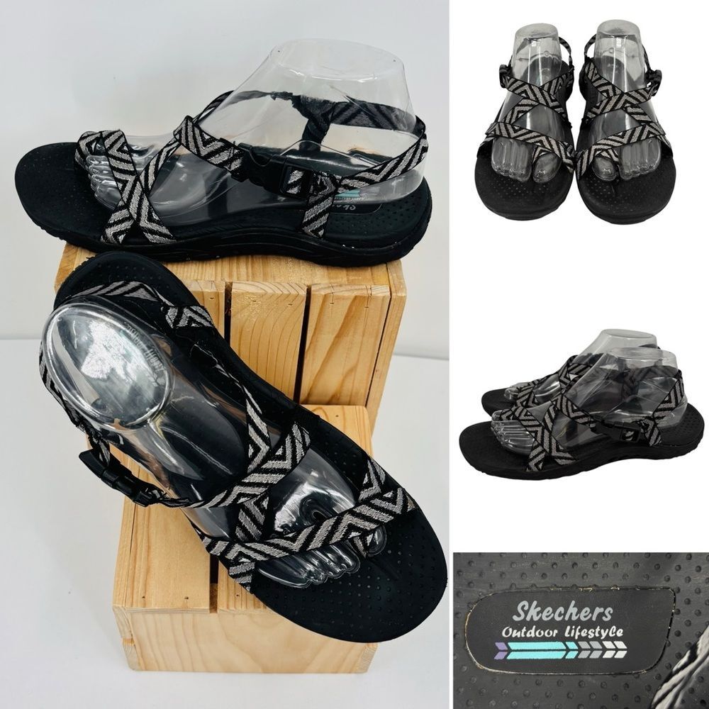 Skechers Women's Black and Grey Sandals Sz. 9.5